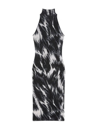 Animal-print backless dress – Grey Mix