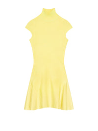 Mini-robe à jupe évasée en laine mélangée - Acid Yellow
