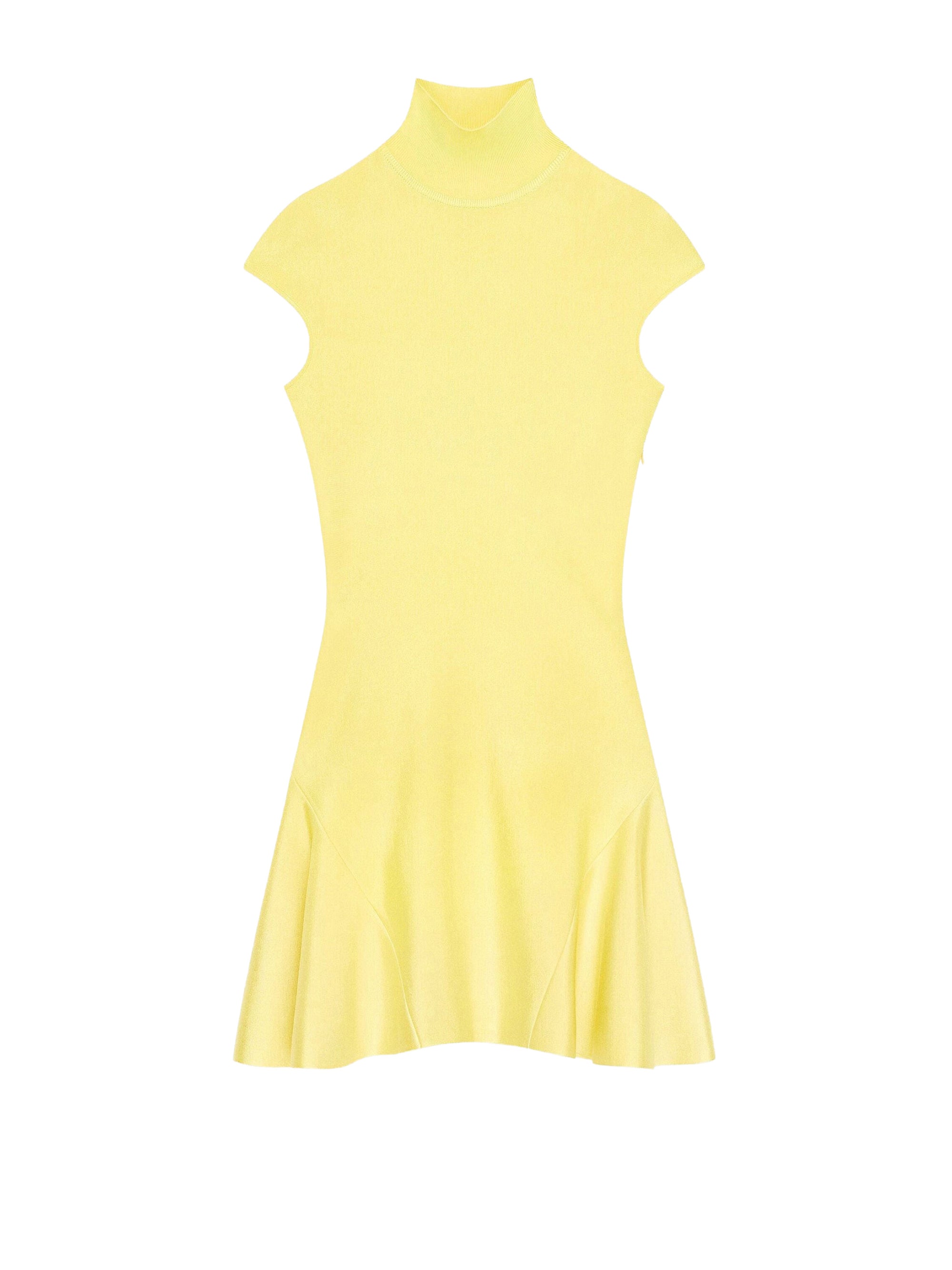 Mini-robe à jupe évasée en laine mélangée - Acid Yellow