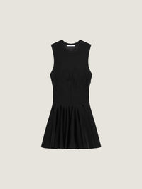 BI-MATERIAL FIT AND FLARE MINI DRESS
