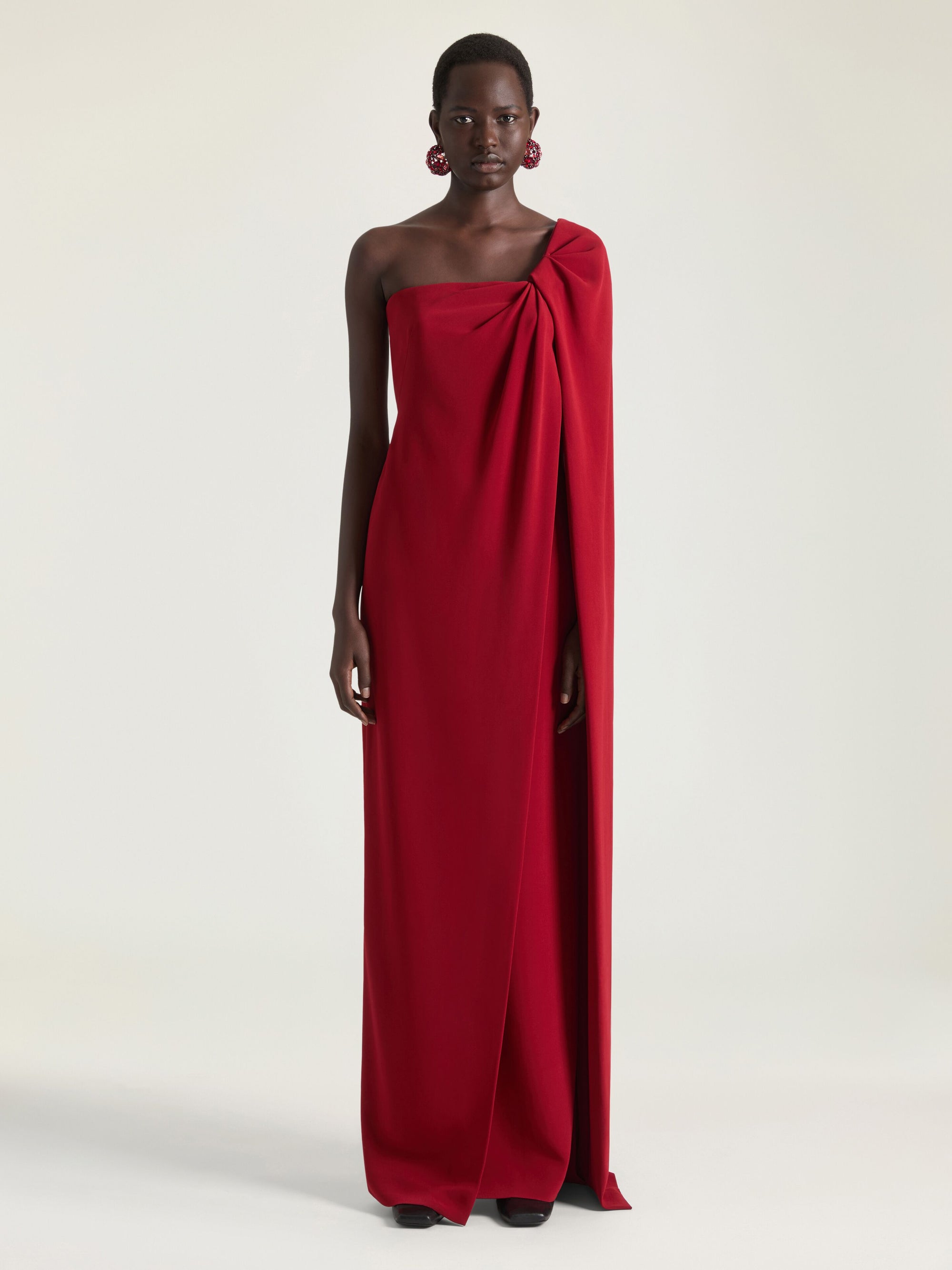 LONG ASYMMETRIC CAPE DRESS