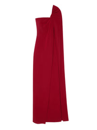 Asymmetrical maxi dress with cape - Dark Red