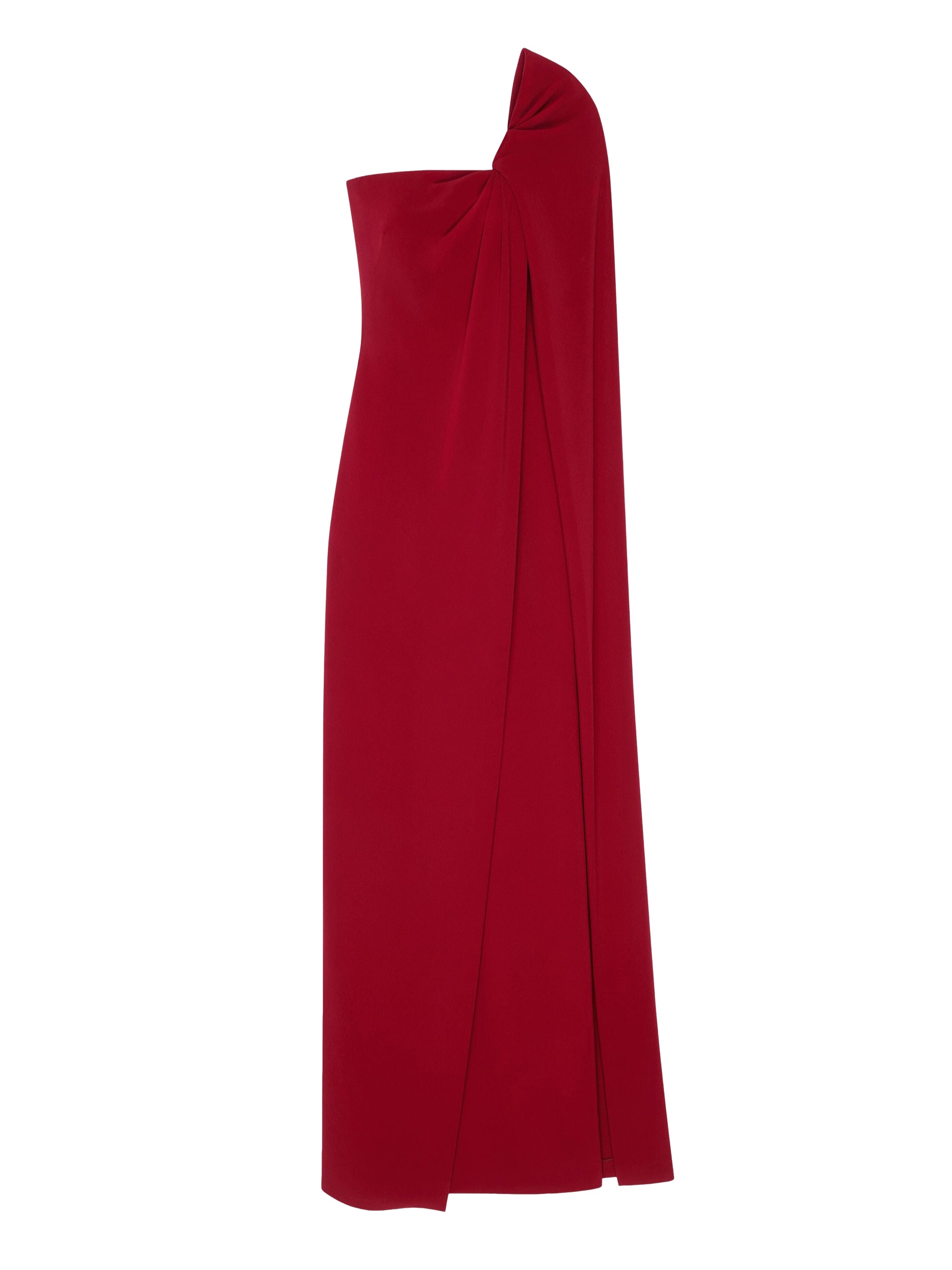 Asymmetrical maxi dress with cape - Dark Red