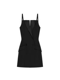 Robe tailleur sans manches en laine - Black