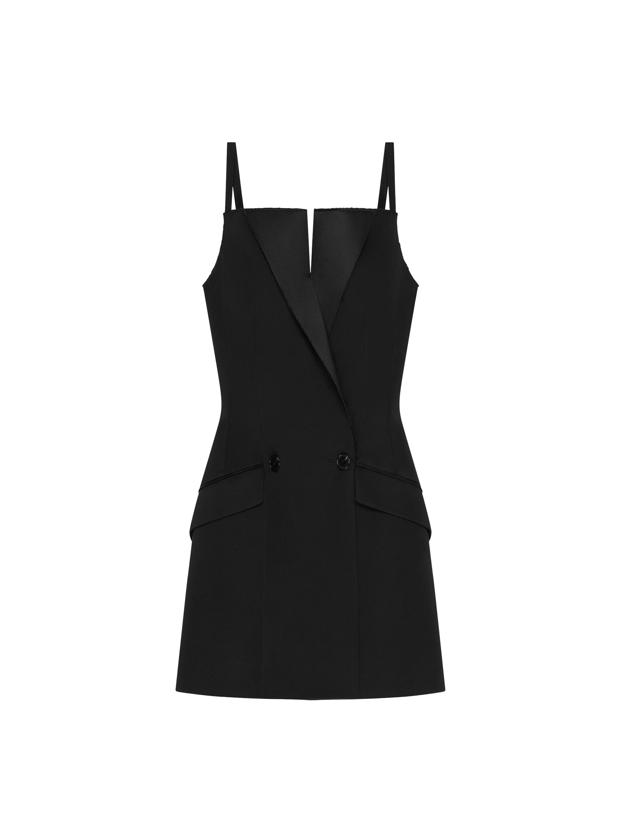 Robe tailleur sans manches en laine - Black