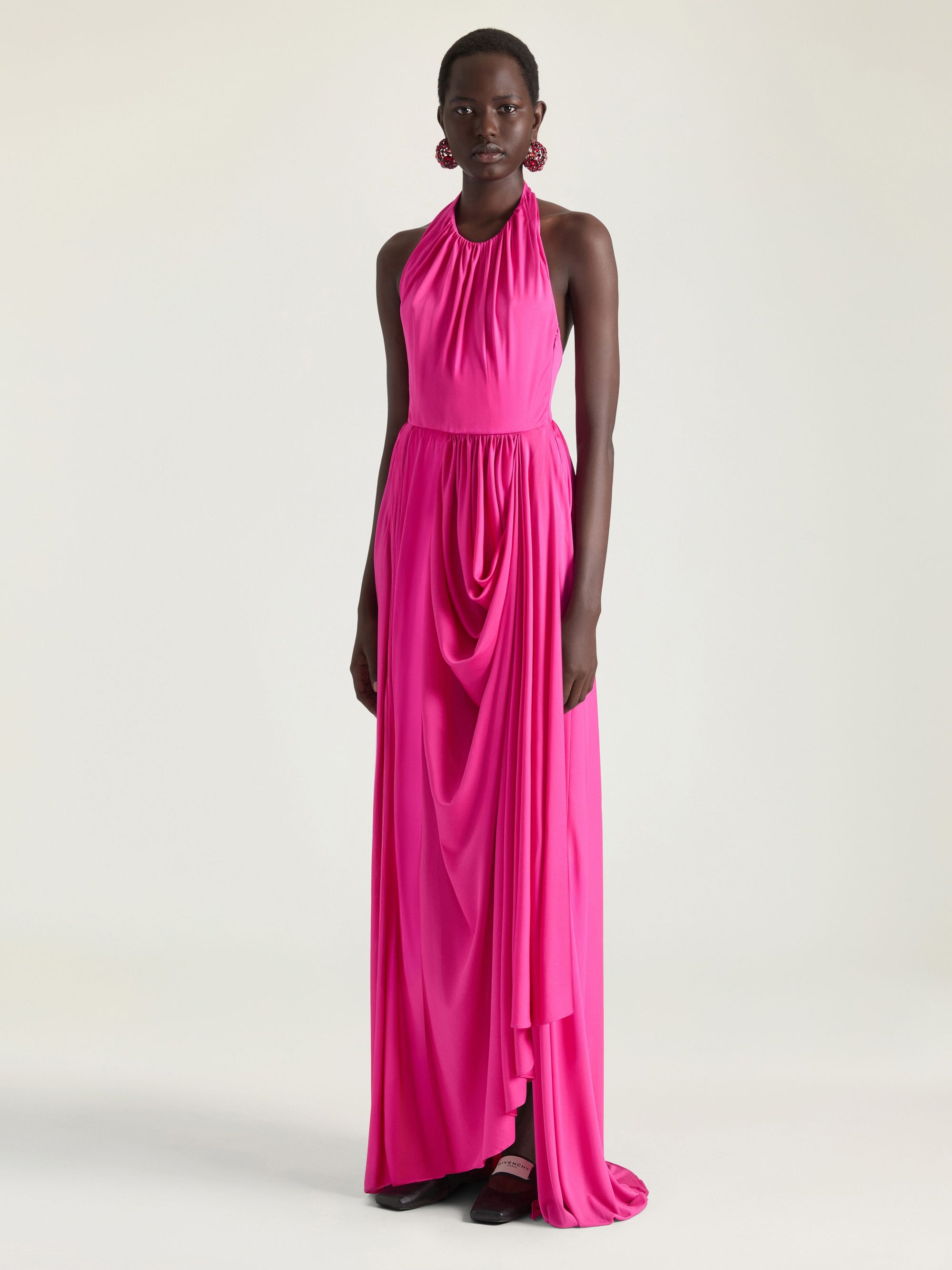 DRAPED JERSEY LONG DRESS