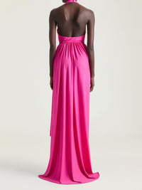 Long draped jersey dress – Fuchsia