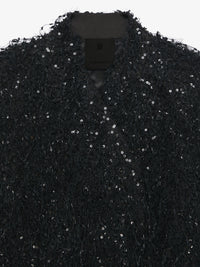SEQUINS/PEARLS ON FRINGE FABRIC