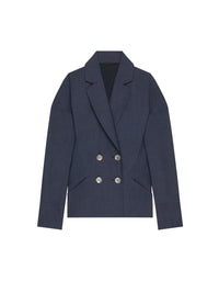 Veste à poignets retroussés en laine - Denim Blue