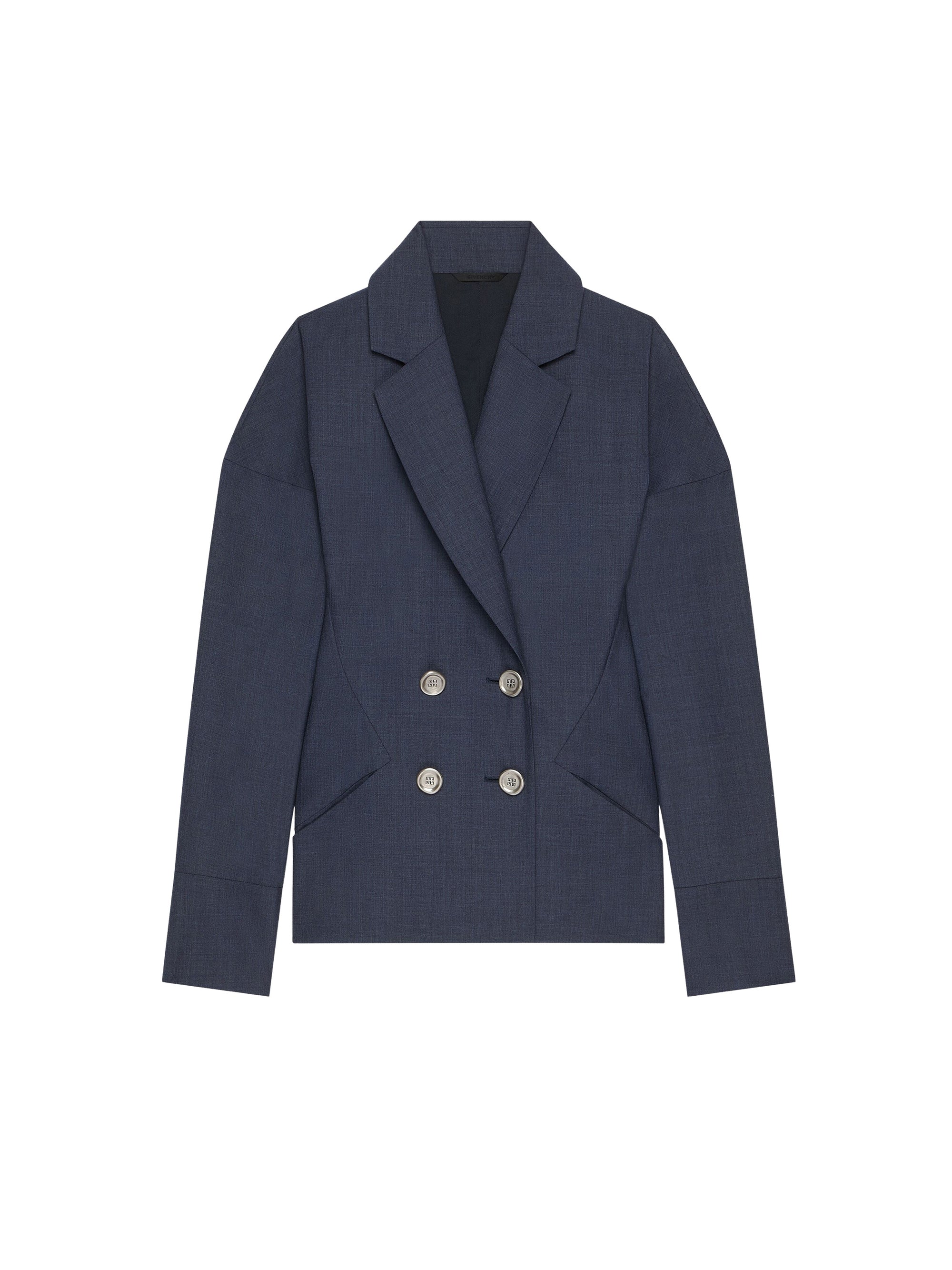 Veste à poignets retroussés en laine - Denim Blue