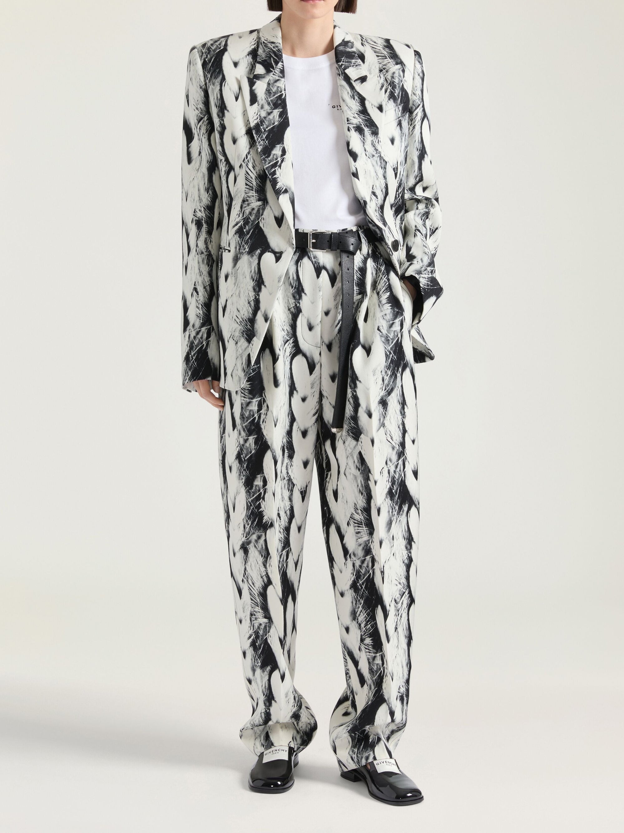 Straight-cut wool jacket - Black & White