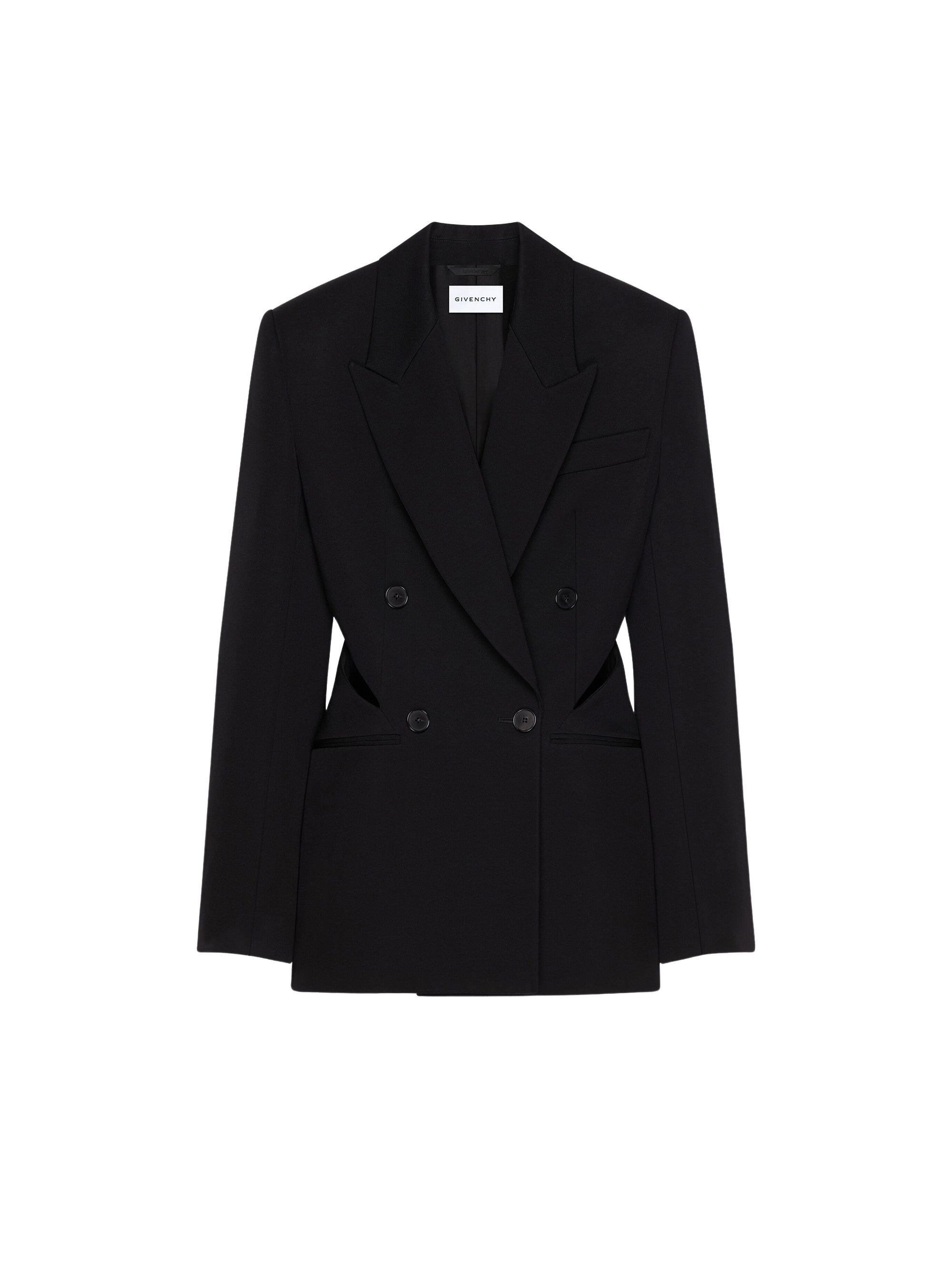 Double-breasted wool jacket with cut-outs - Black