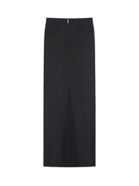 4G denim skirt with a wool slit - Black