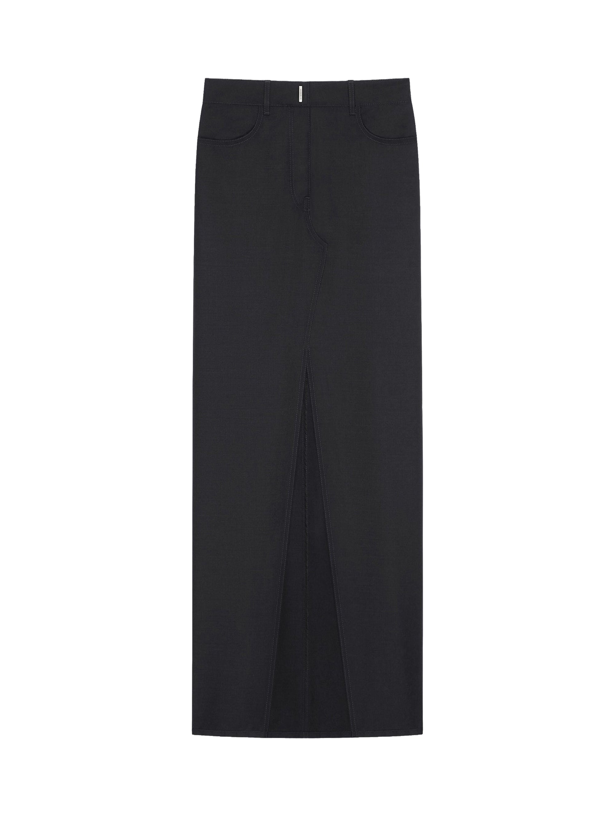 4G denim skirt with a wool slit - Black