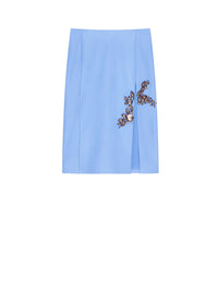 Jupe en cuir avec pierres brodées - Cornflower