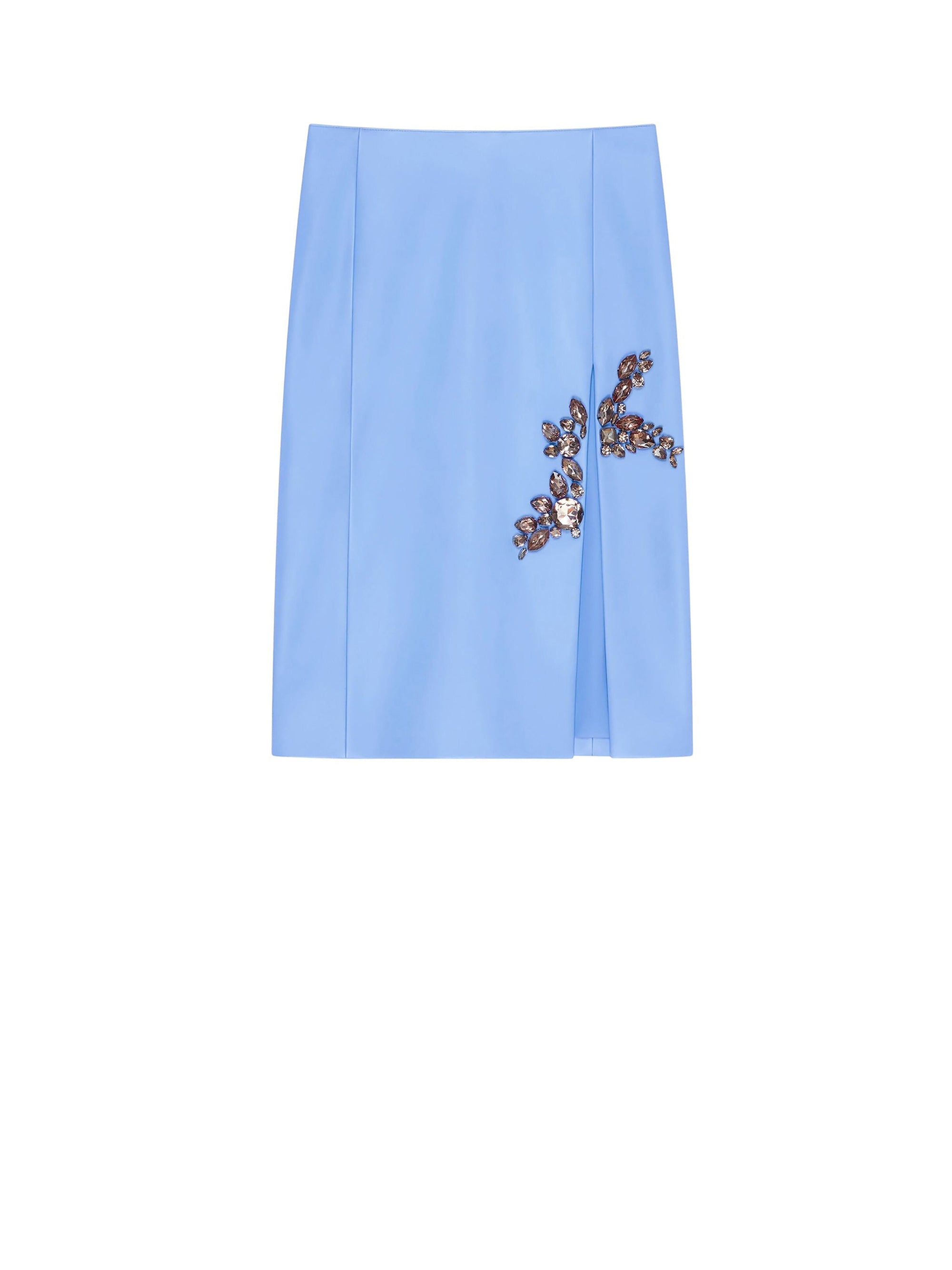 Jupe en cuir avec pierres brodées - Cornflower