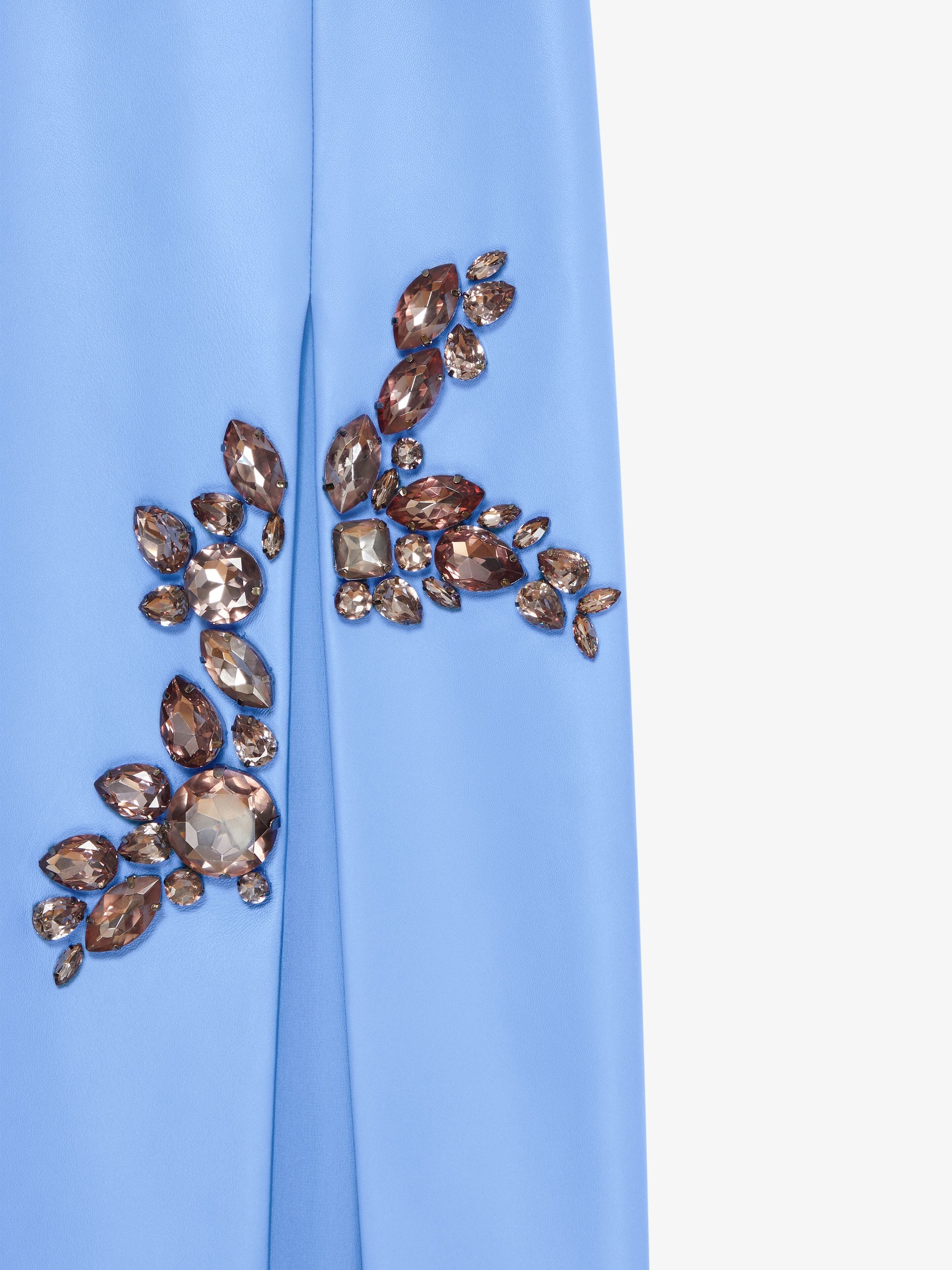 Jupe en cuir avec pierres brodées - Cornflower