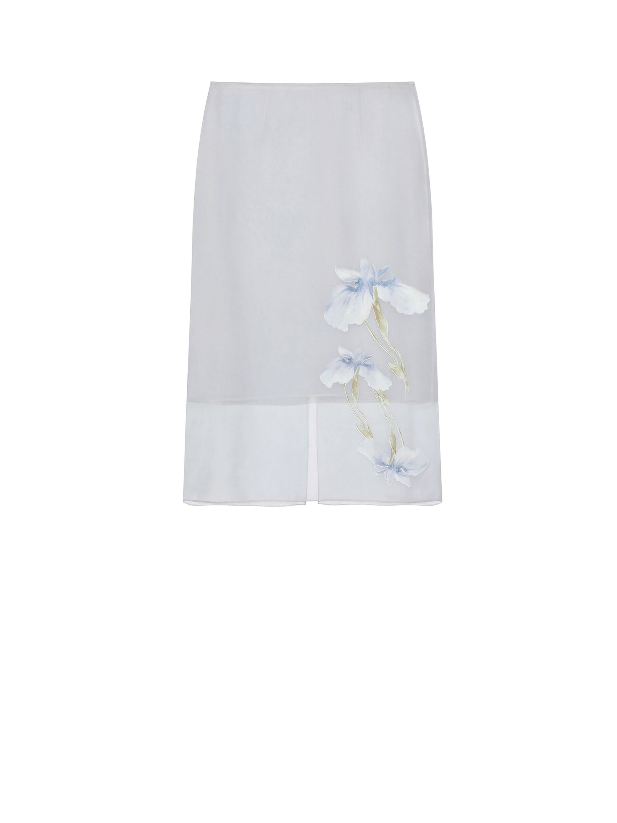 Jupe motif floral en satin - Ice Blue