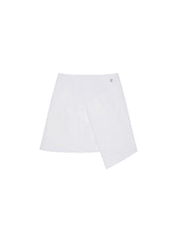 Denim mini skirt with a slit - White