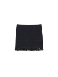 Tweed mini-skirt with wool beads - Dark Navy