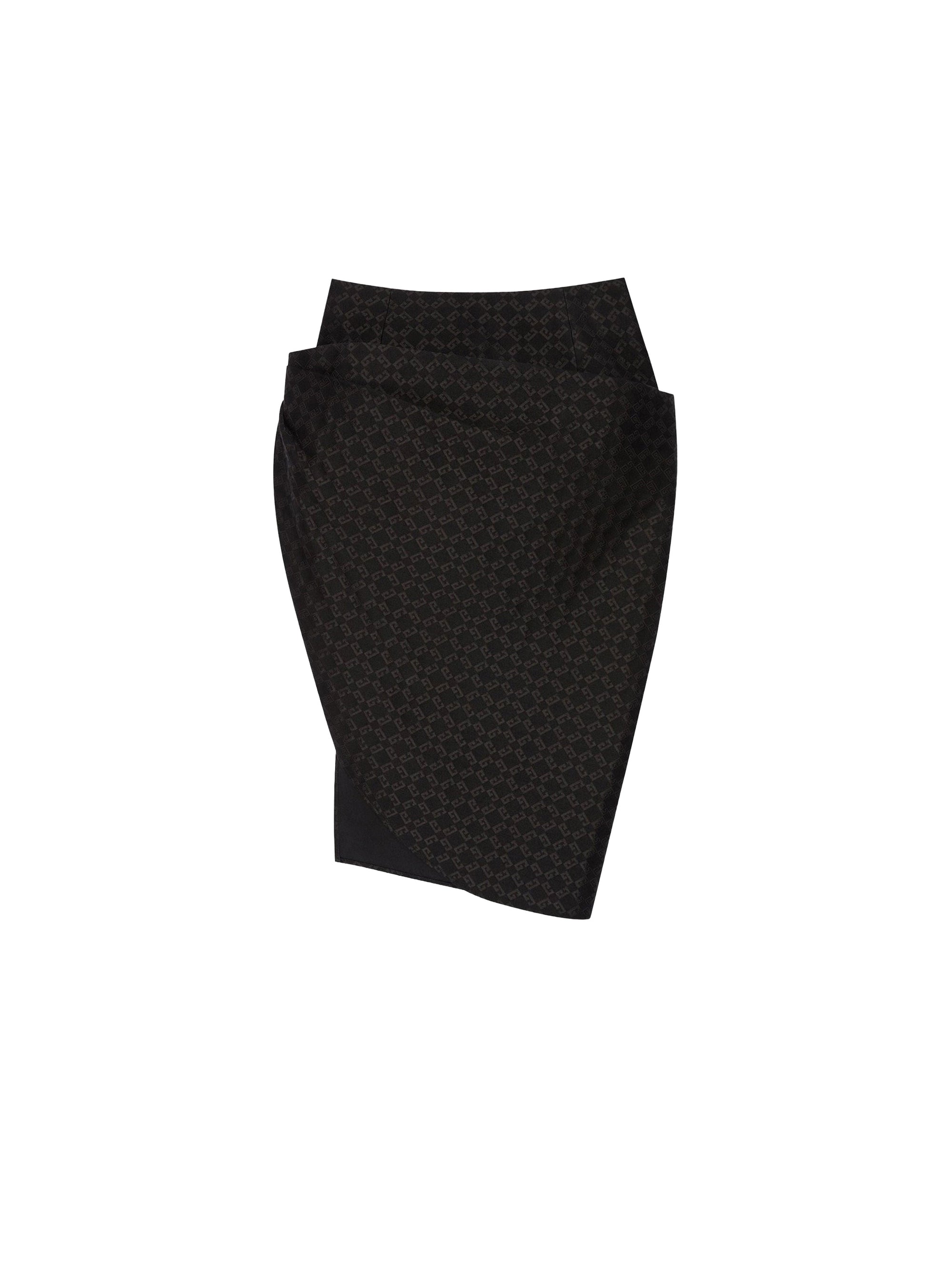 Jupe midi drapée en laine - Black