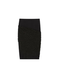 Jupe drapée asymétrique en soie mélangée - Black
