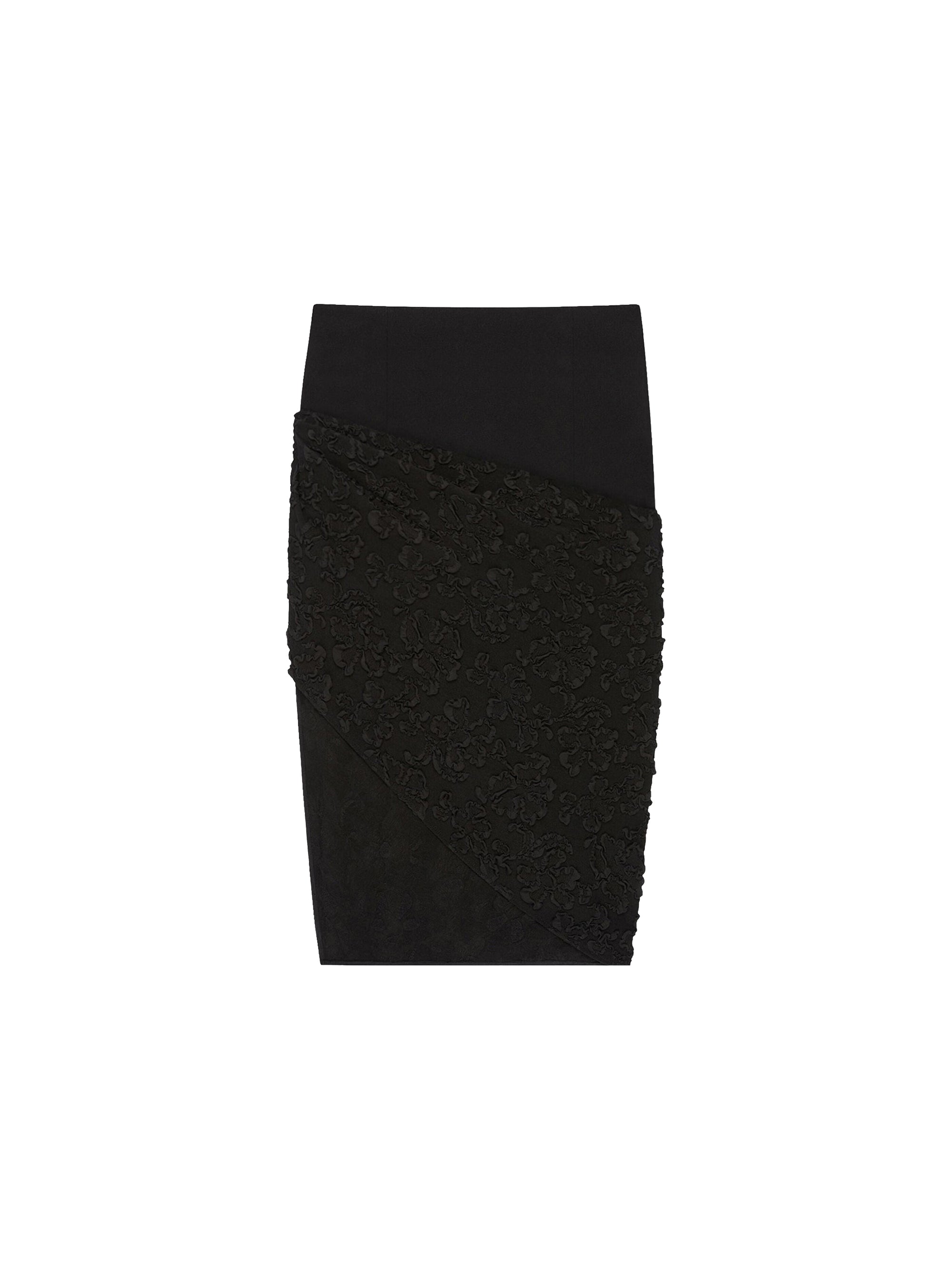 Jupe drapée asymétrique en soie mélangée - Black