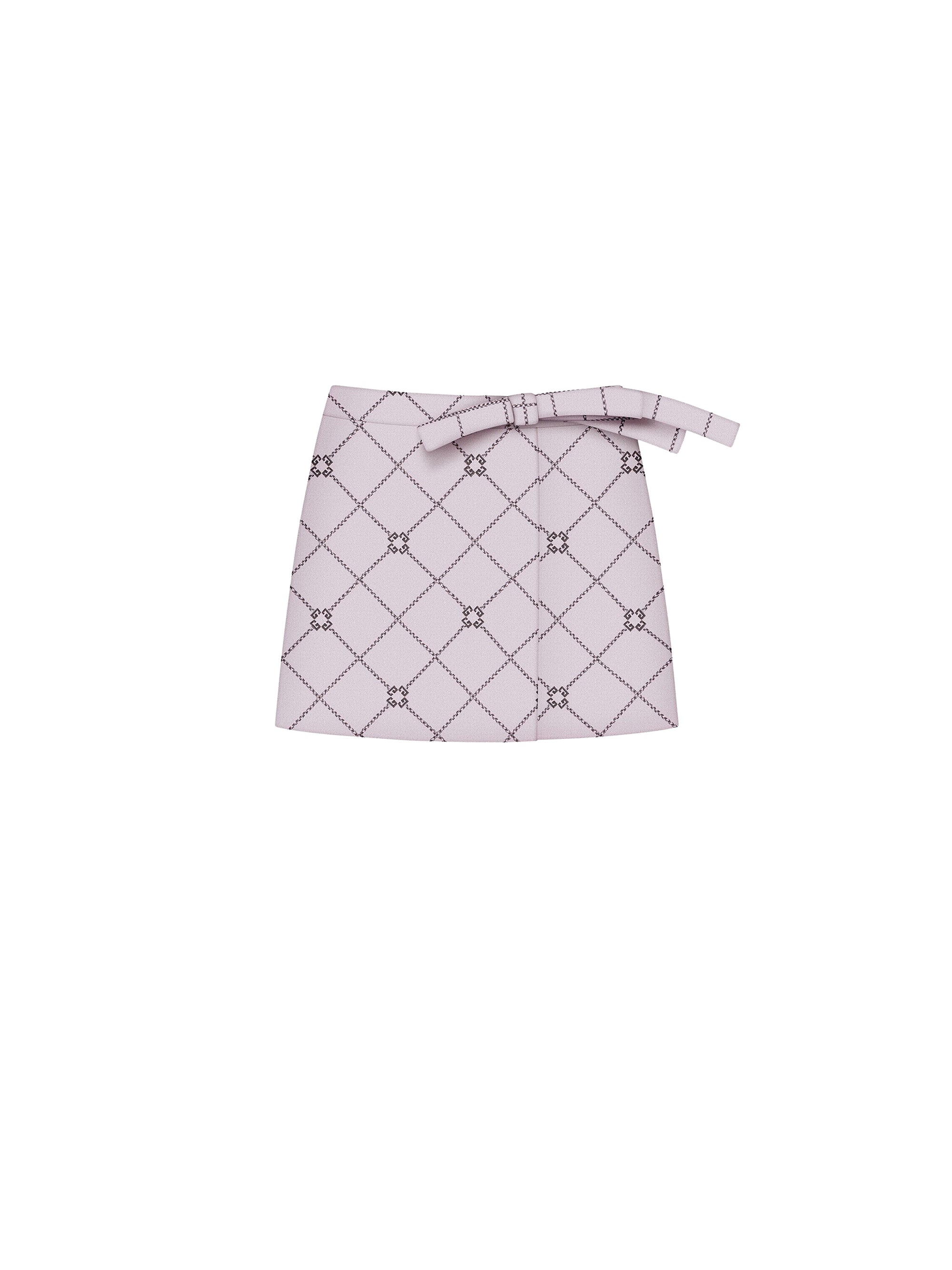 Jupe à nœud en laine - Pink & Grey