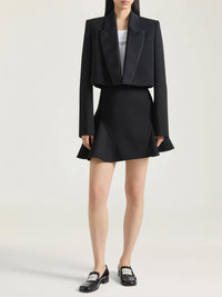 Jupe mini détail évasé en laine - Black