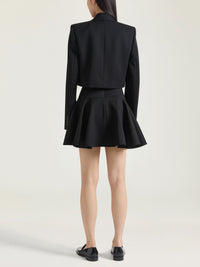 Jupe mini détail évasé en laine - Black