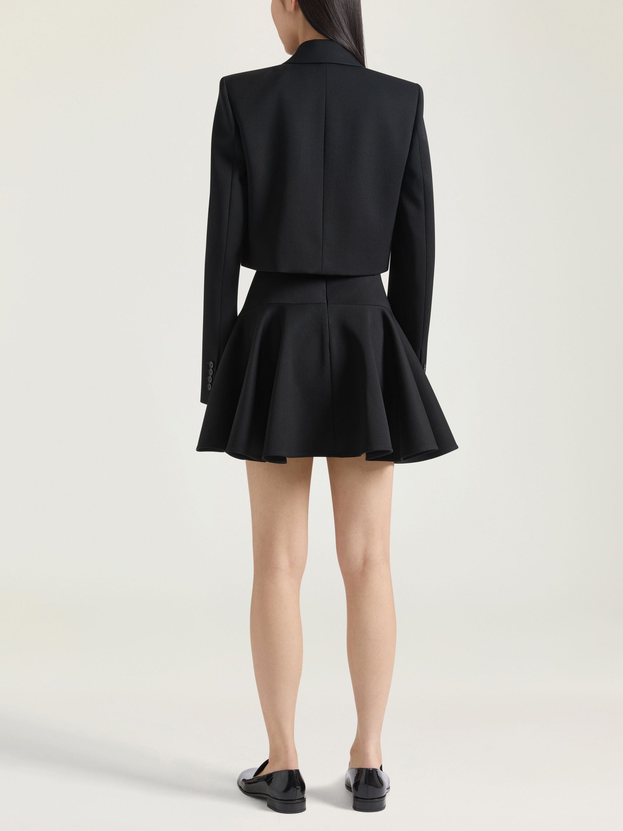 Jupe mini détail évasé en laine - Black