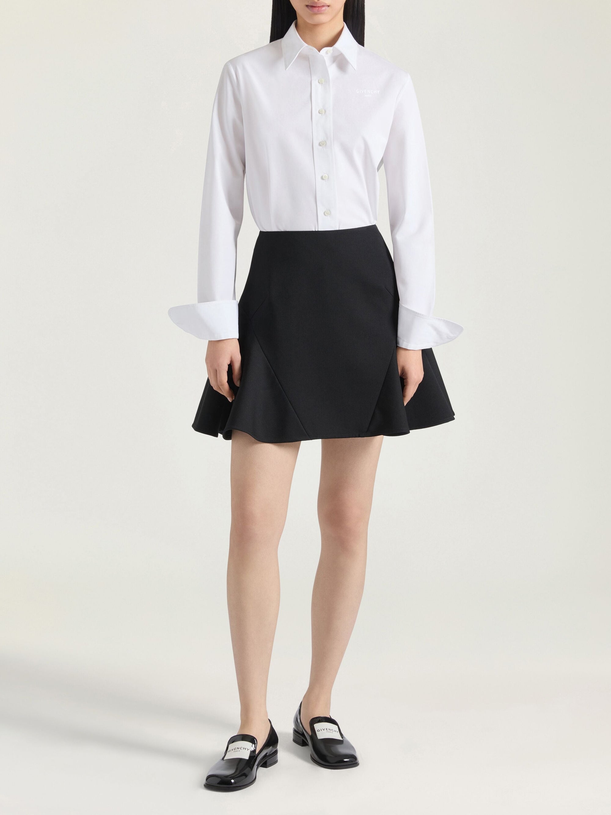 Jupe mini détail évasé en laine - Black