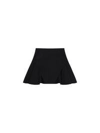 Flared-hem mini skirt in wool - Black