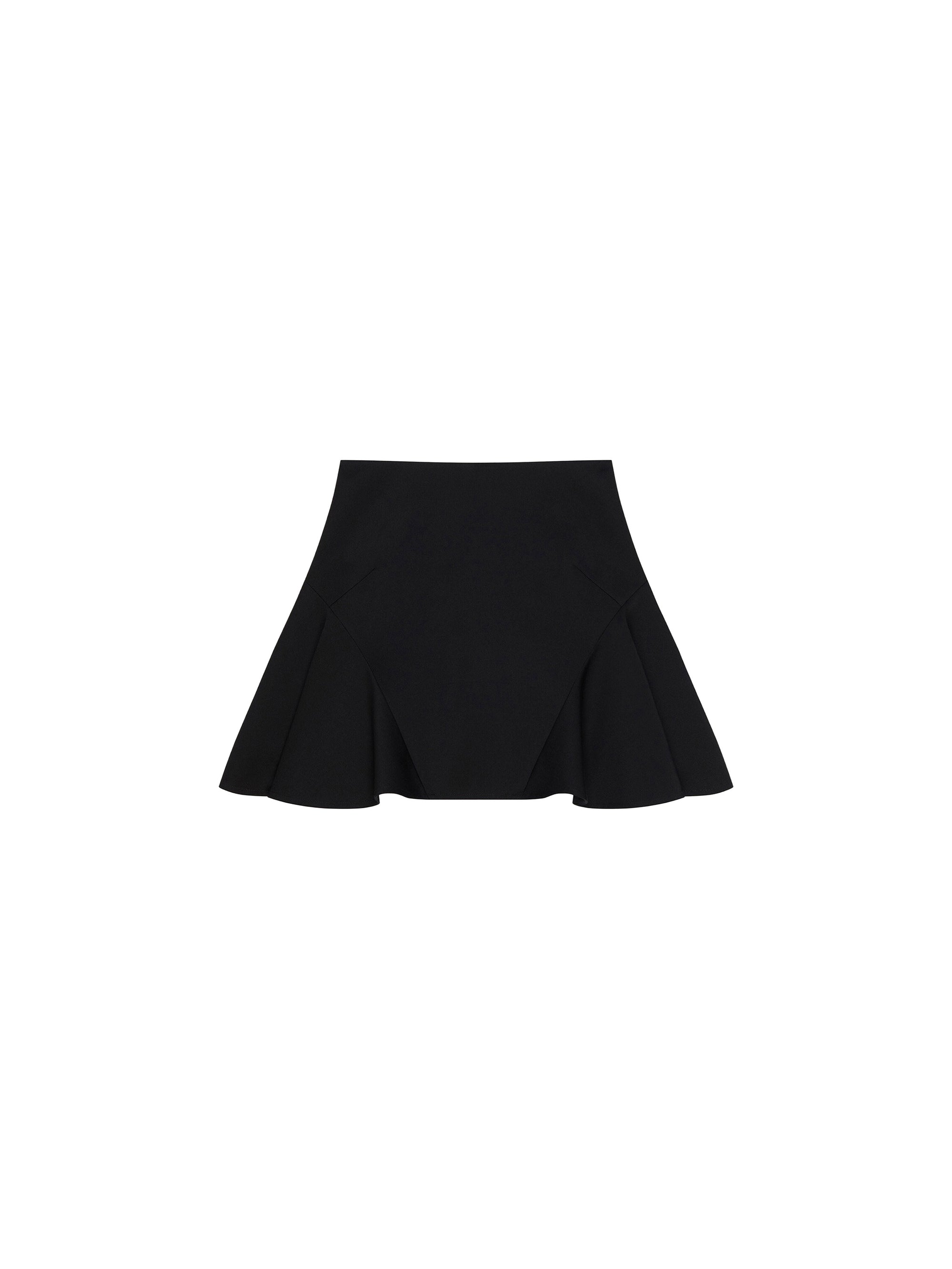 Flared-hem mini skirt in wool - Black