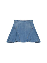 Wool mini skirt with flared detail - Medium Blue