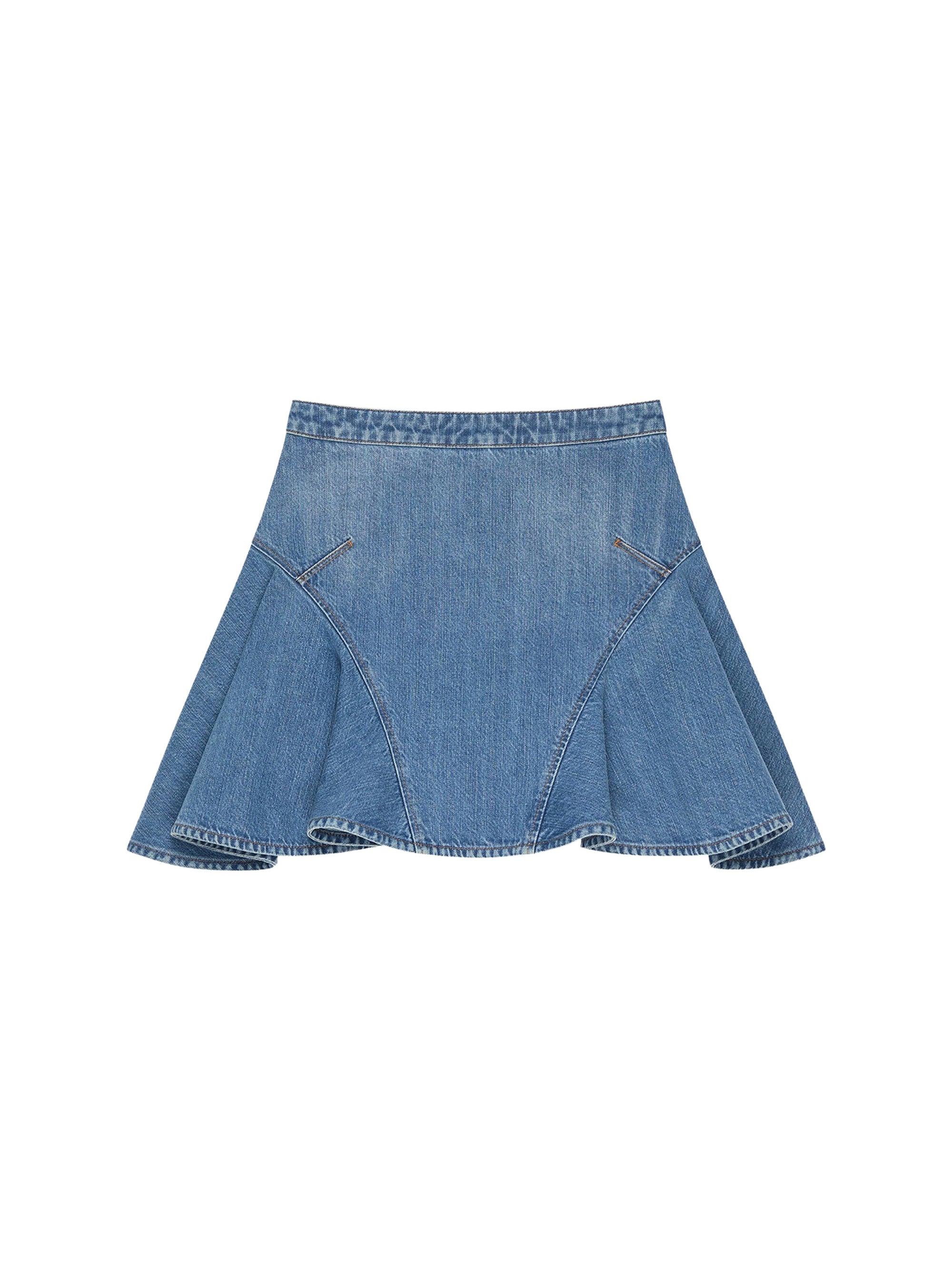 Wool mini skirt with flared detail - Medium Blue