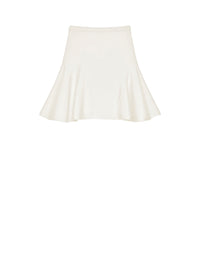 Jupe mini détail évasé en laine mélangée - Ivory