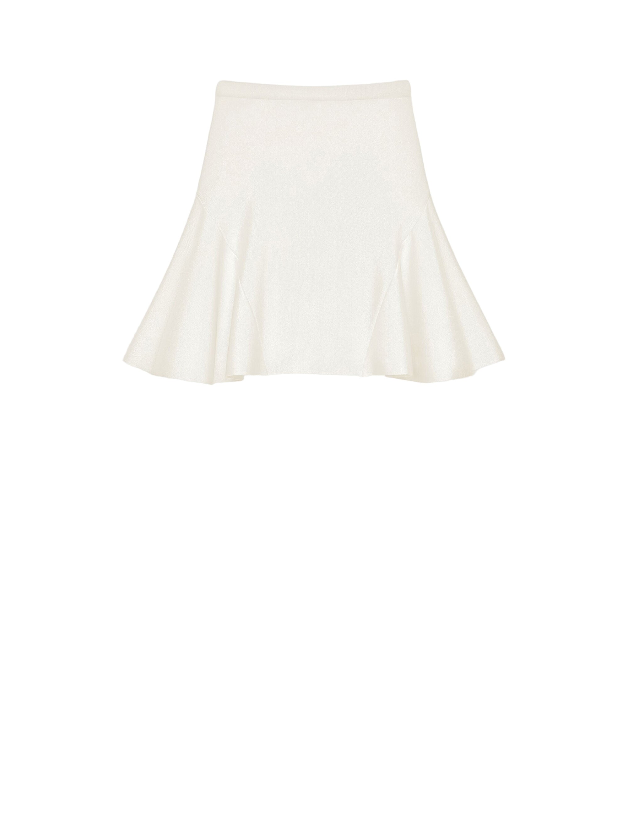 Jupe mini détail évasé en laine mélangée - Ivory