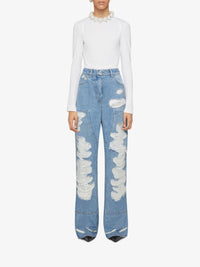 Jean oversize en denim destroyed - Bleu Clair