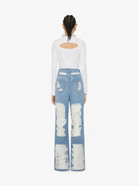 Jean oversize en denim destroyed - Bleu Clair