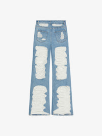 Jean oversize en denim destroyed - Bleu Clair