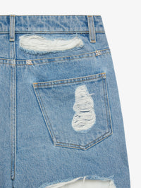 Jean oversize en denim destroyed - Bleu Clair