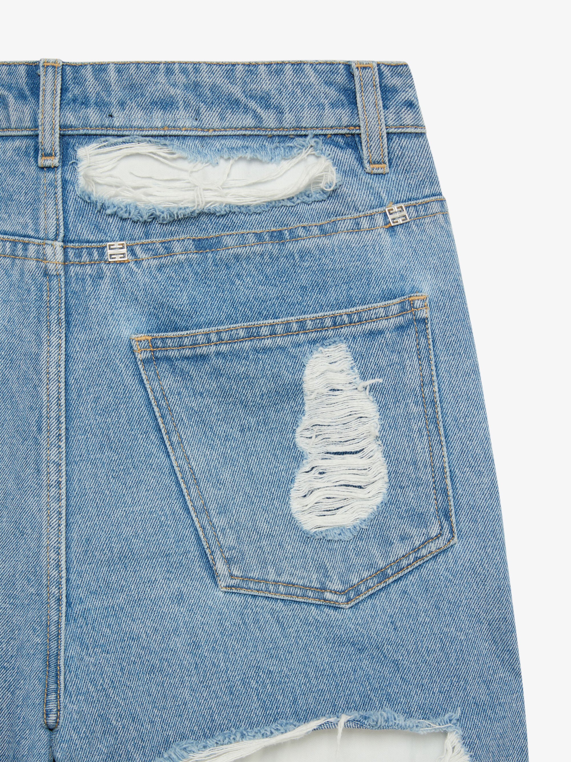 Jean oversize en denim destroyed - Bleu Clair
