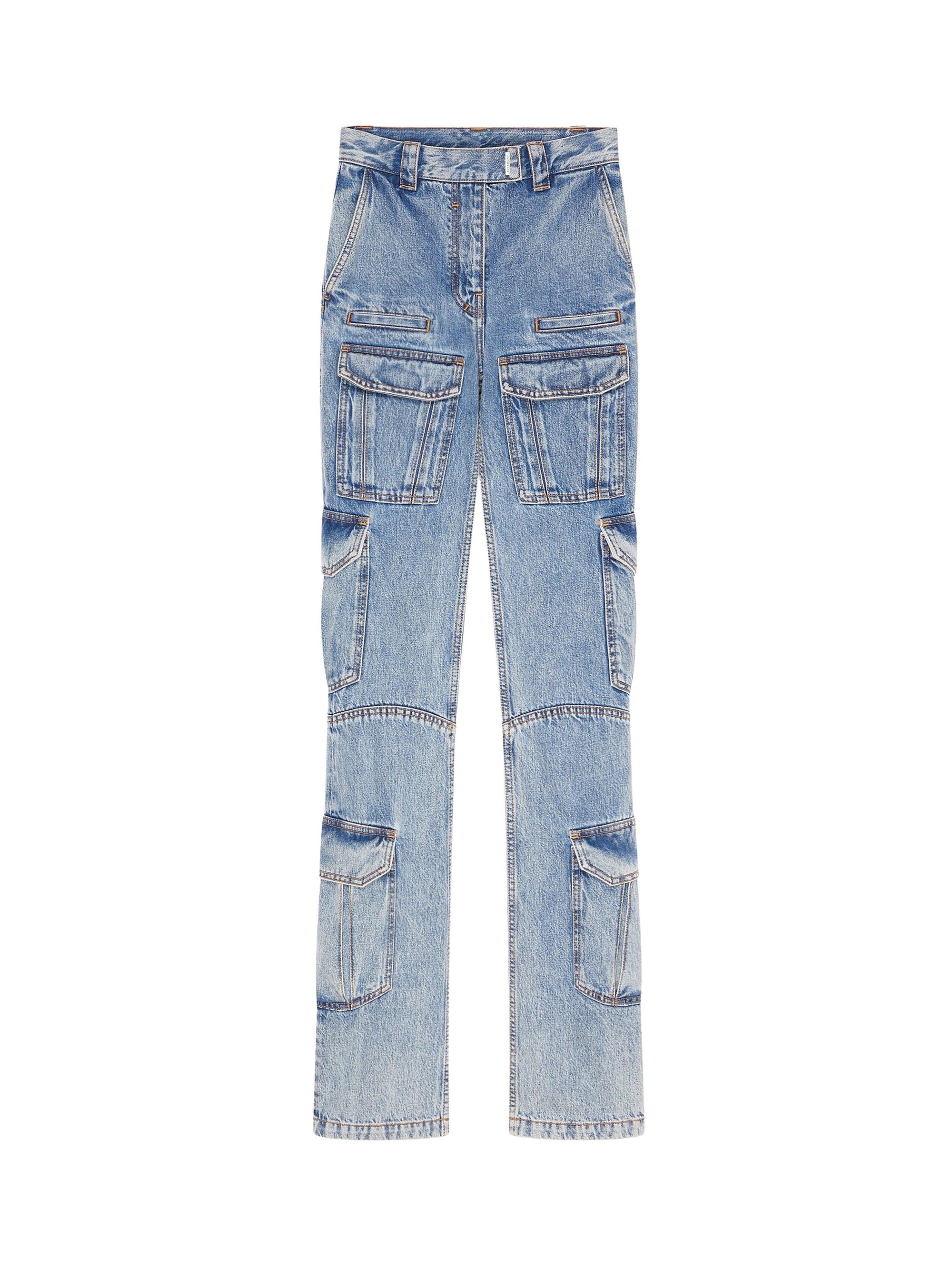 Boot Cut Cargo Jeans - Light Blue