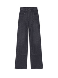 Jean oversize en denim avec patches - Faded Black