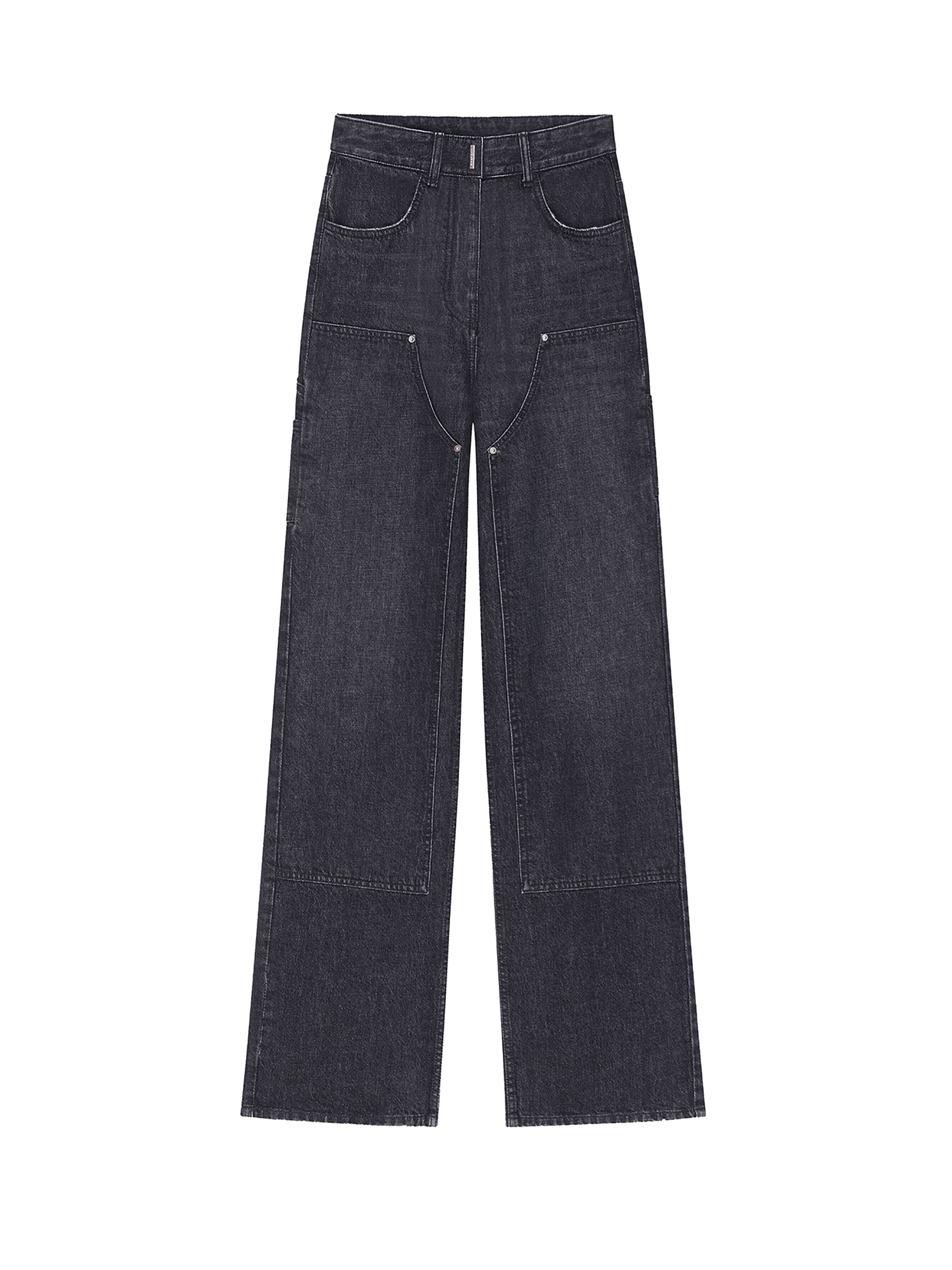 Jean oversize en denim avec patches - Faded Black