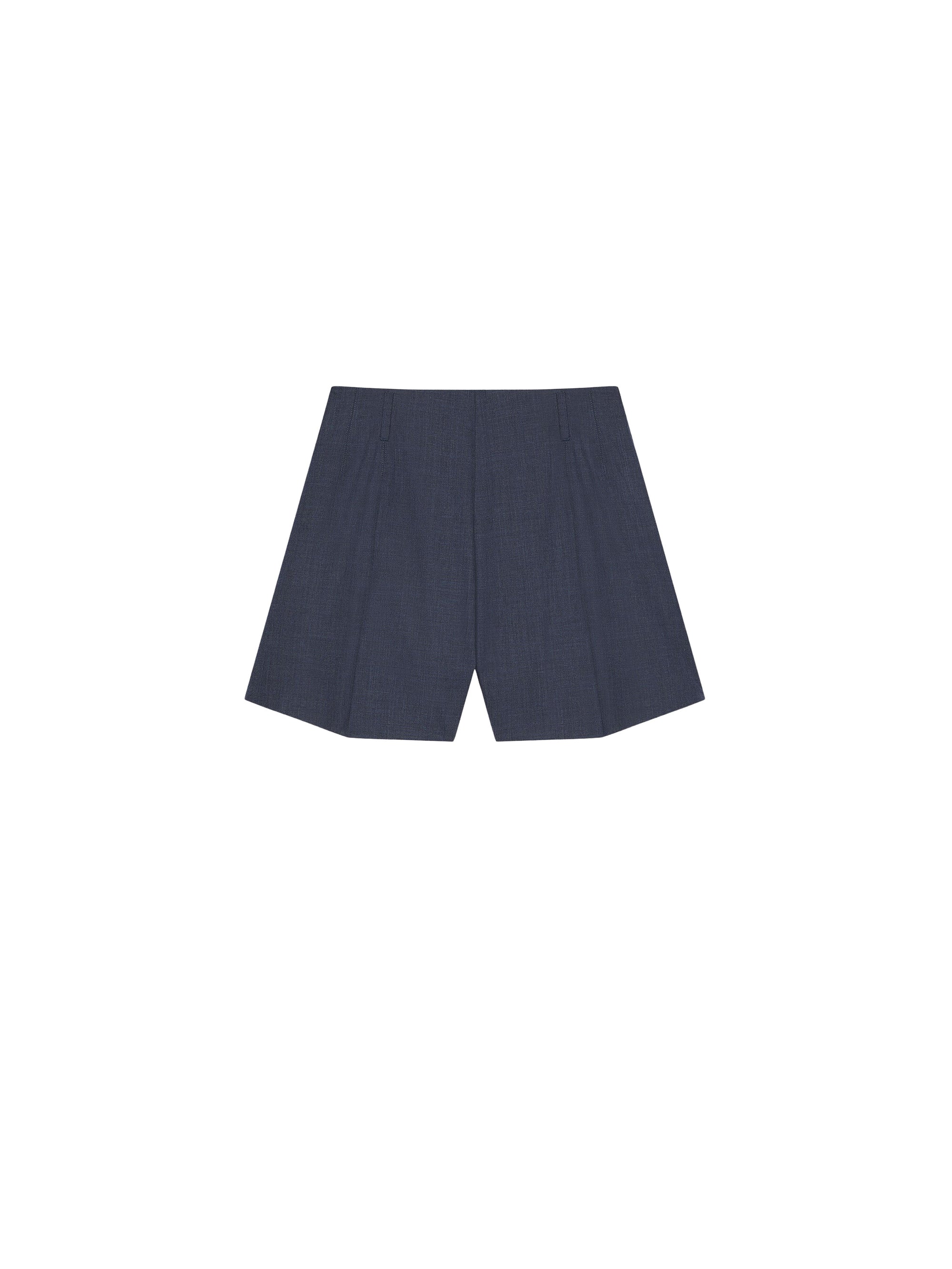 Short taille haute en laine - Denim Blue