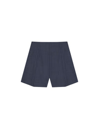 High-waisted wool shorts - Denim Blue