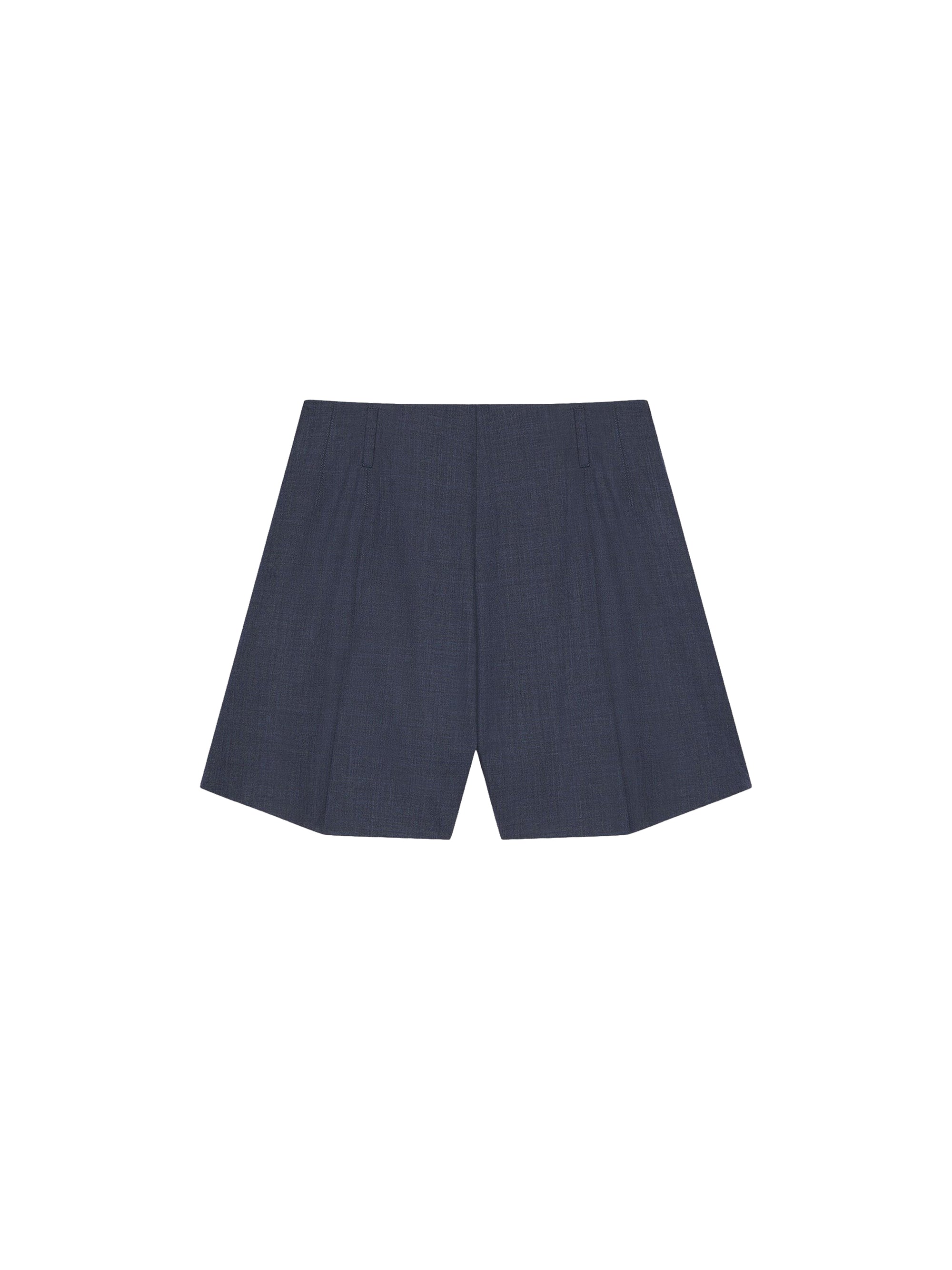 High-waisted wool shorts - Denim Blue