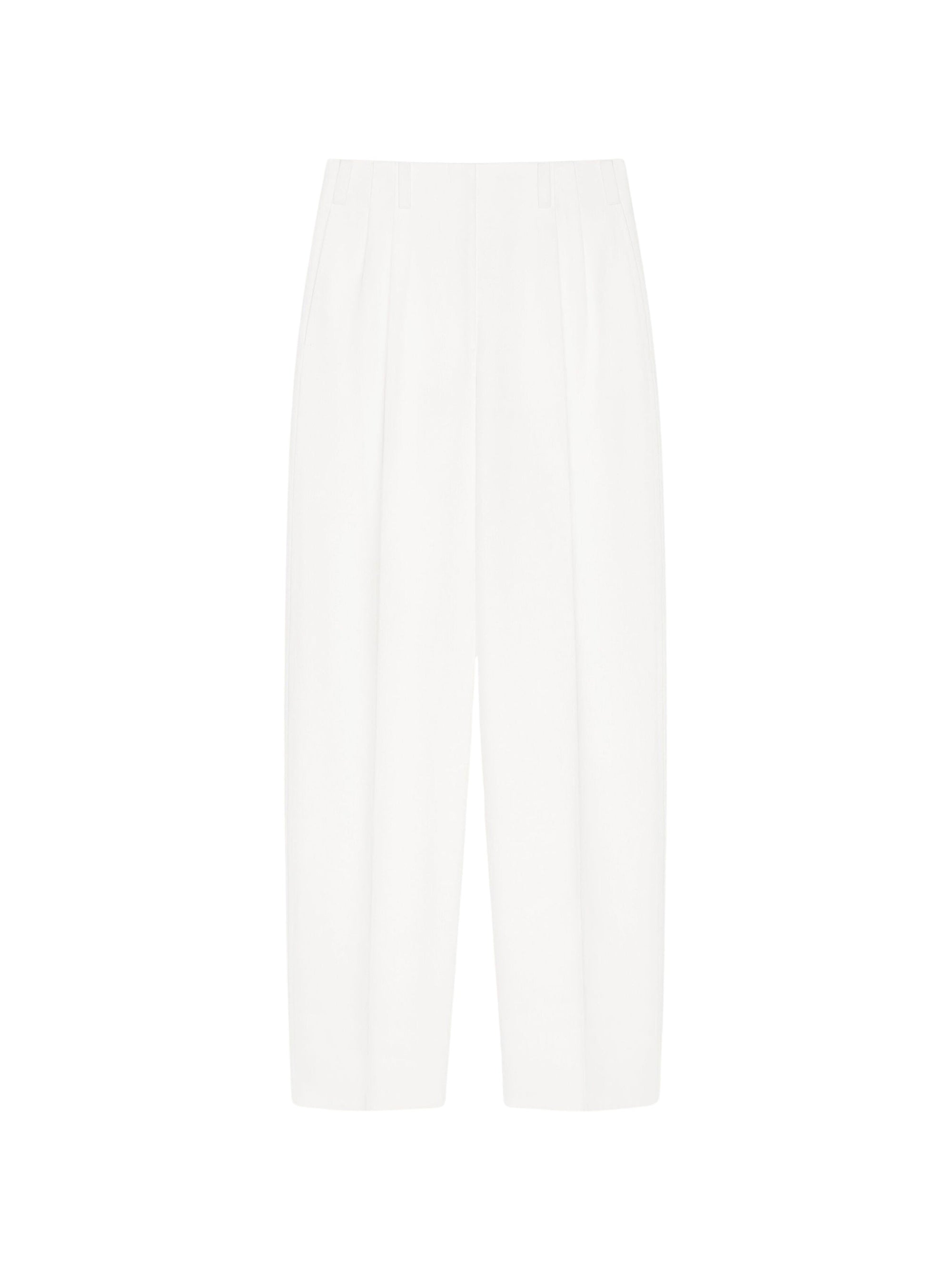 Elasticated wool trousers with double pleats - Ivory